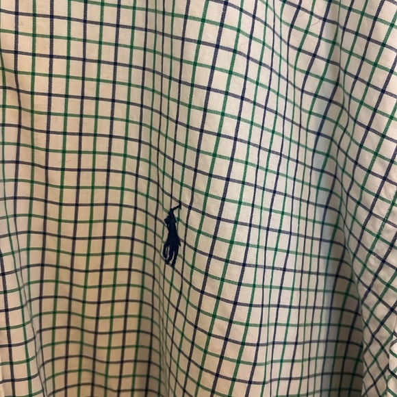 Ralph Lauren Men’s Dress Shirt Men’s Large Green and Blue Checkered Patterned - Picture 2 of 4